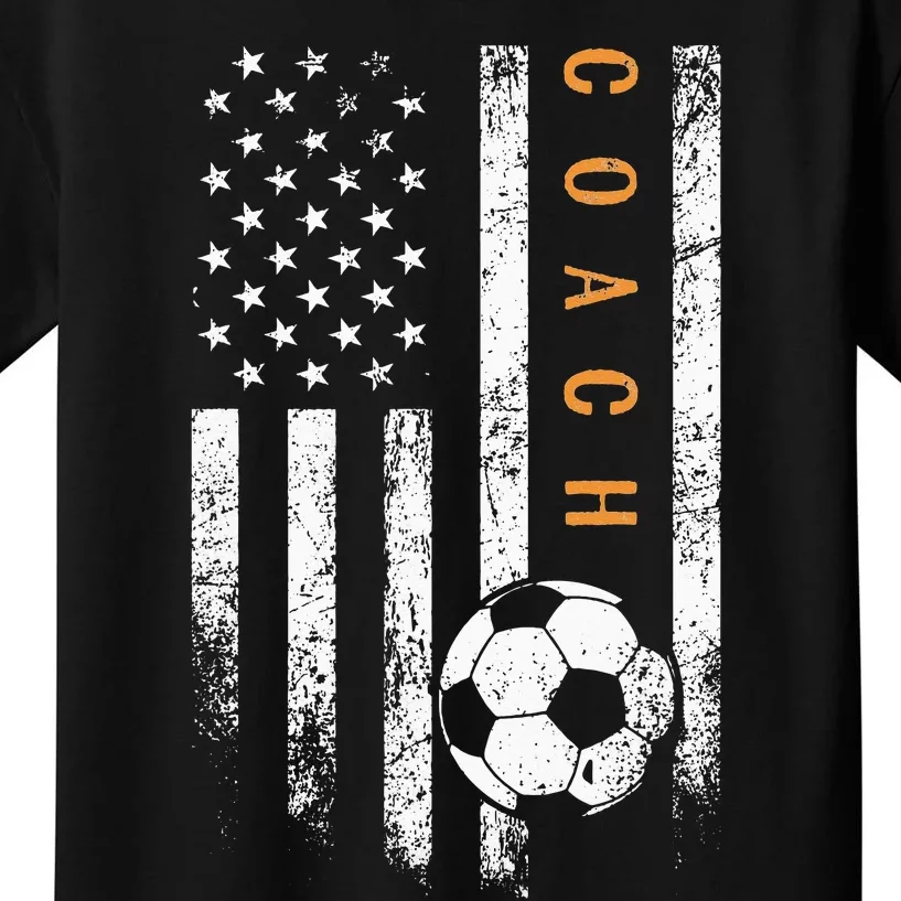 Soccer Coach American Flag Design Soccer Trainer Coaching Kids T-Shirt