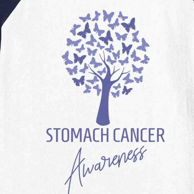 Stomach Cancer Awareness Butterfly Tree Motivational Gift Cute Gift Baseball Sleeve Shirt