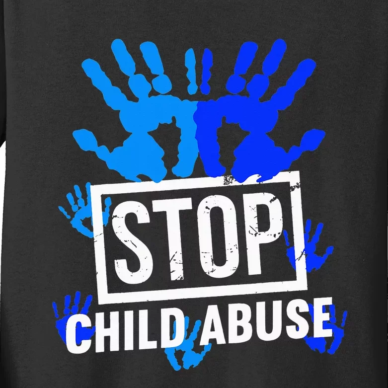 Stop Child Abuse Child Abuse Prevention awareness Kids Long Sleeve Shirt