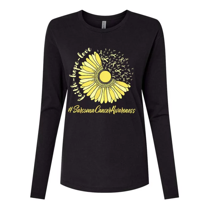 Sarcoma Cancer Awareness Yellow Sunflower Sarcoma Awareness Womens Cotton Relaxed Long Sleeve T-Shirt