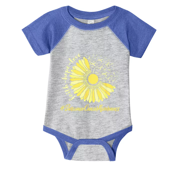 Sarcoma Cancer Awareness Yellow Sunflower Sarcoma Awareness Infant Baby Jersey Bodysuit