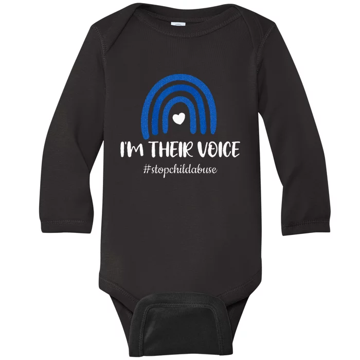 Stop Child Abuse Prevention Awareness Month Baby Long Sleeve Bodysuit