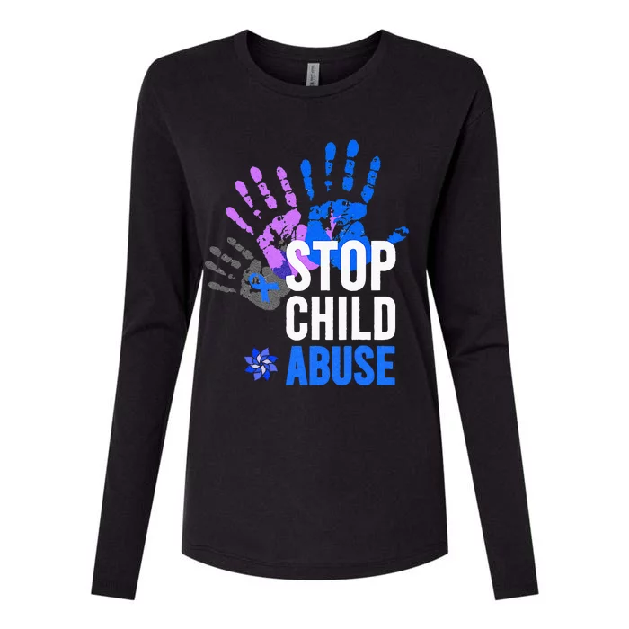 Stop Child Abuse Child Abuse Prevention Awareness Womens Cotton Relaxed Long Sleeve T-Shirt