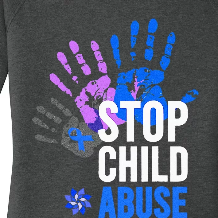 Stop Child Abuse Child Abuse Prevention Awareness Women's Perfect Tri Tunic Long Sleeve Shirt