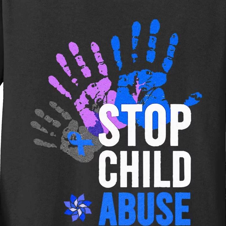 Stop Child Abuse Child Abuse Prevention Awareness Kids Long Sleeve Shirt