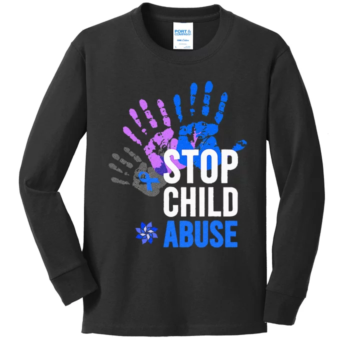 Stop Child Abuse Child Abuse Prevention Awareness Kids Long Sleeve Shirt