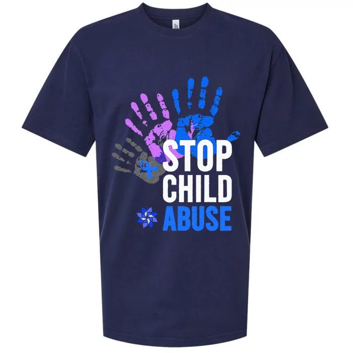 Stop Child Abuse Child Abuse Prevention Awareness Sueded Cloud Jersey T-Shirt