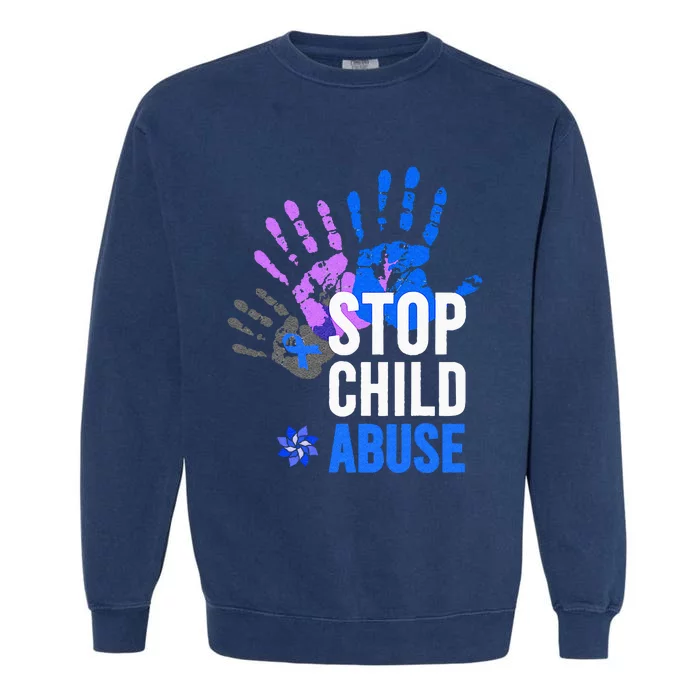 Stop Child Abuse Child Abuse Prevention Awareness Garment-Dyed Sweatshirt