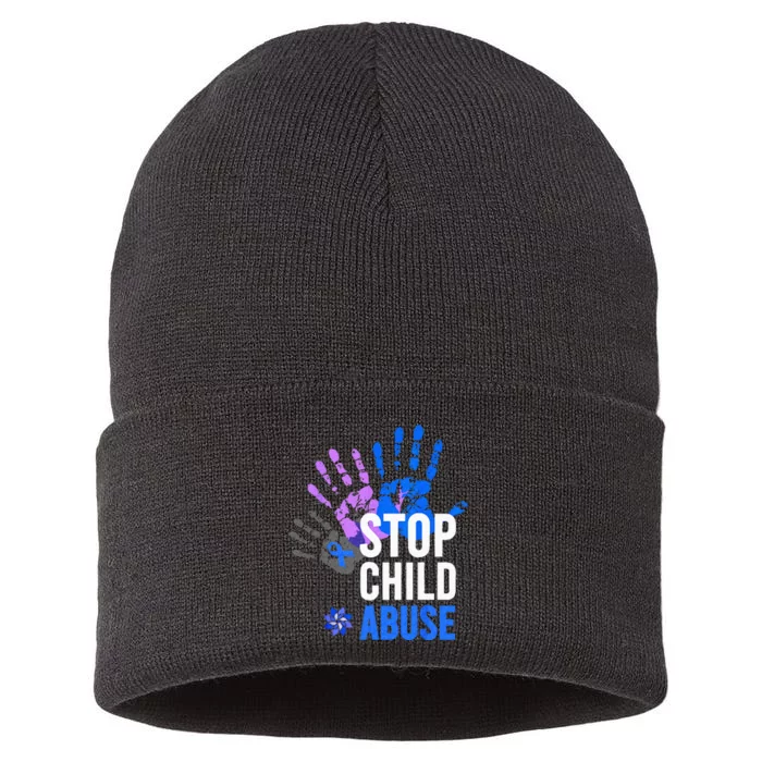 Stop Child Abuse Child Abuse Stop Child Abuse Sustainable Knit Beanie