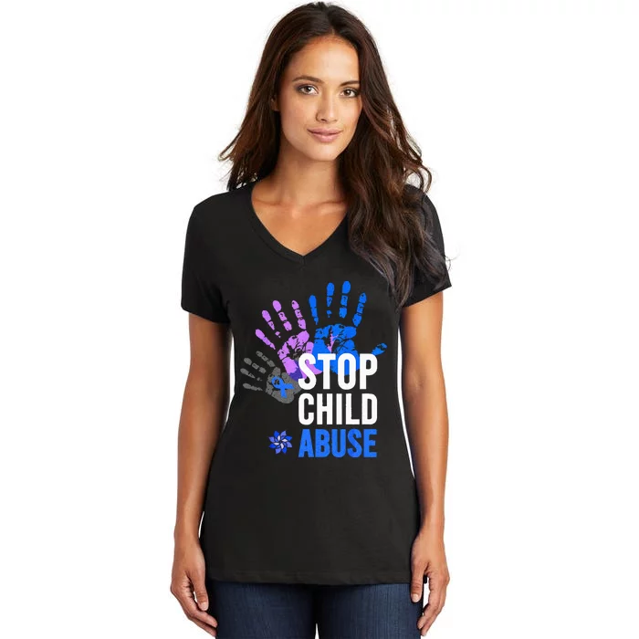 Stop Child Abuse Child Abuse Stop Child Abuse Women's V-Neck T-Shirt