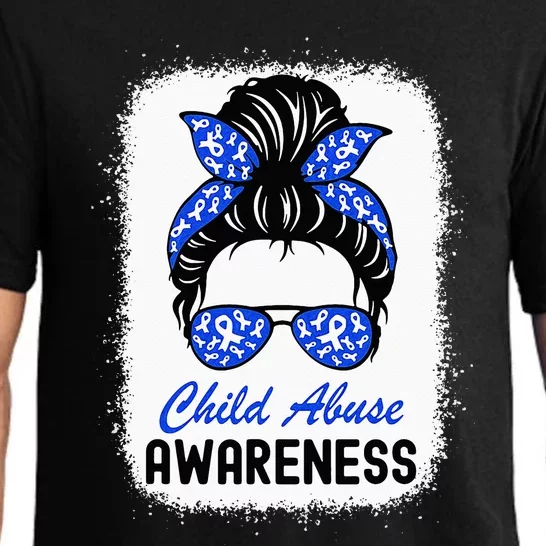 Stop Child Abuse Child Abuse Prevention Awareness Messy Bun Pajama Set