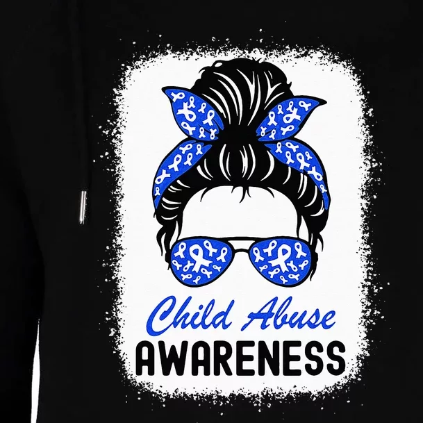 Stop Child Abuse Child Abuse Prevention Awareness Messy Bun Womens Funnel Neck Pullover Hood