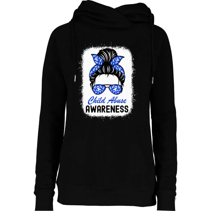 Stop Child Abuse Child Abuse Prevention Awareness Messy Bun Womens Funnel Neck Pullover Hood