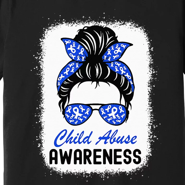 Stop Child Abuse Child Abuse Prevention Awareness Messy Bun Premium T-Shirt