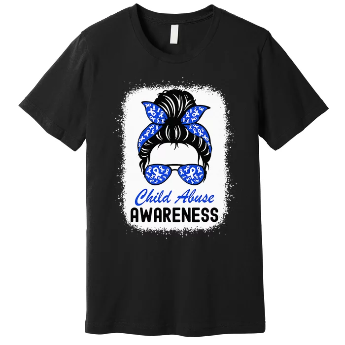 Stop Child Abuse Child Abuse Prevention Awareness Messy Bun Premium T-Shirt