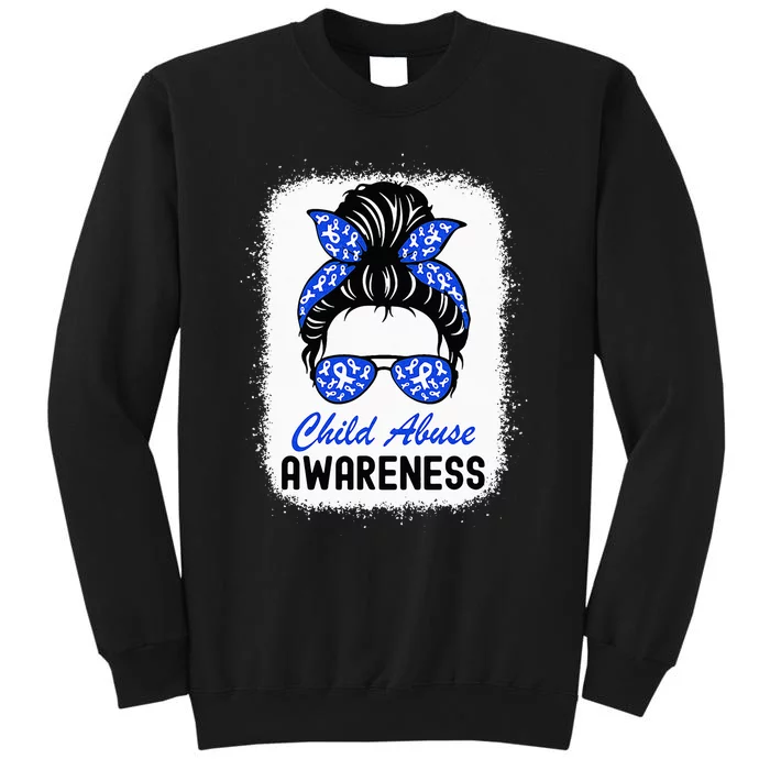 Stop Child Abuse Child Abuse Prevention Awareness Messy Bun Tall Sweatshirt