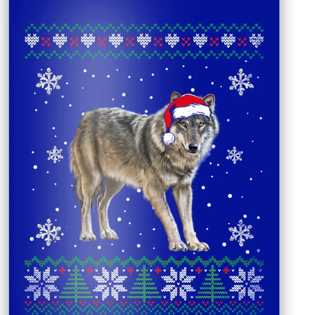 Santa Coyote Animals Christmas Pajama Ugly Sweater Great Gift Poster