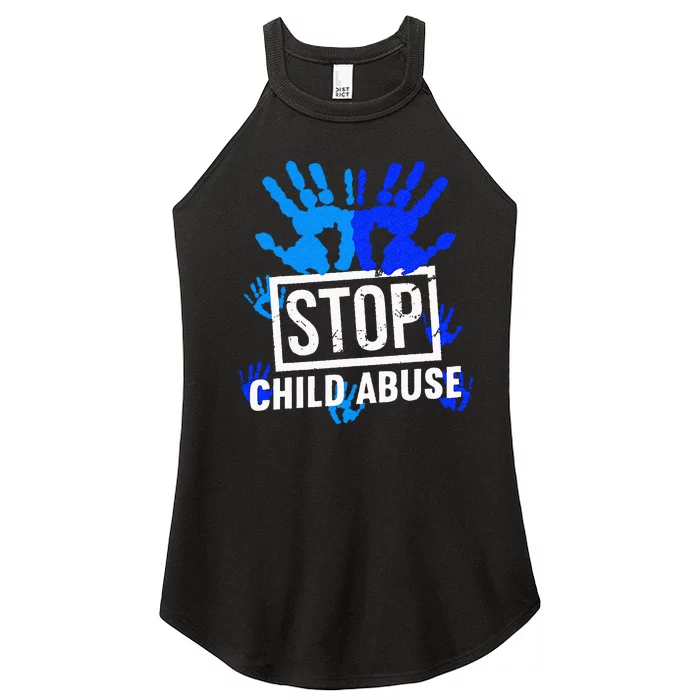 Stop Child Abuse Child Abuse Prevention Awareness Women’s Perfect Tri Rocker Tank