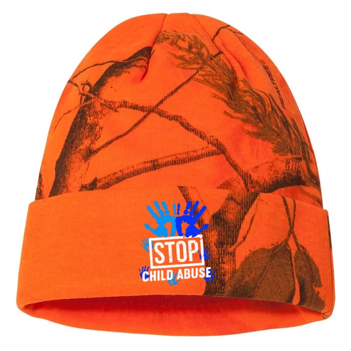 Stop Child Abuse Child Abuse Prevention Awareness Kati - 12in Camo Beanie