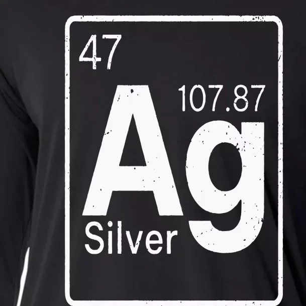 Silver Chemical Ag Symbol Periodic Table of Elements Present Cooling Performance Long Sleeve Crew