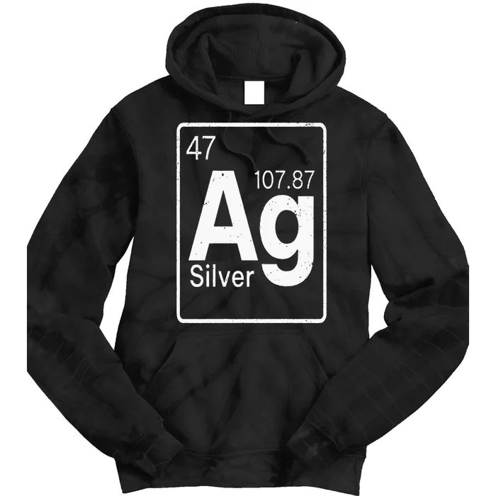 Silver Chemical Ag Symbol Periodic Table of Elements Present Tie Dye Hoodie