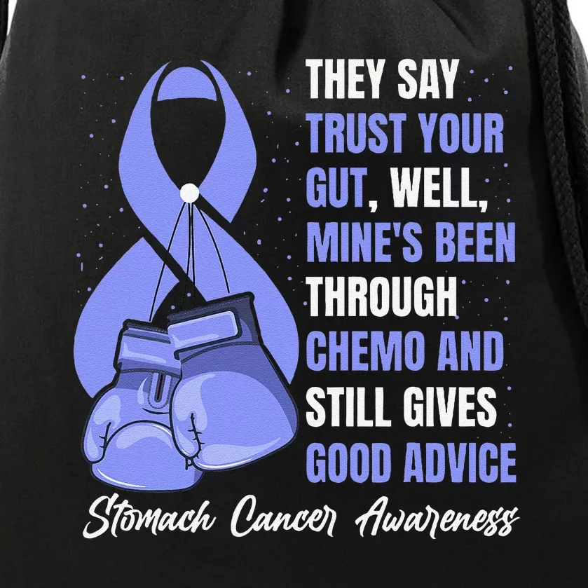 Stomach Cancer Awareness Warrior Periwinkle Ribbon Drawstring Bag