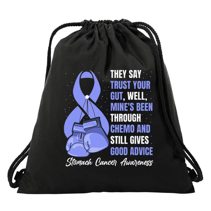 Stomach Cancer Awareness Warrior Periwinkle Ribbon Drawstring Bag