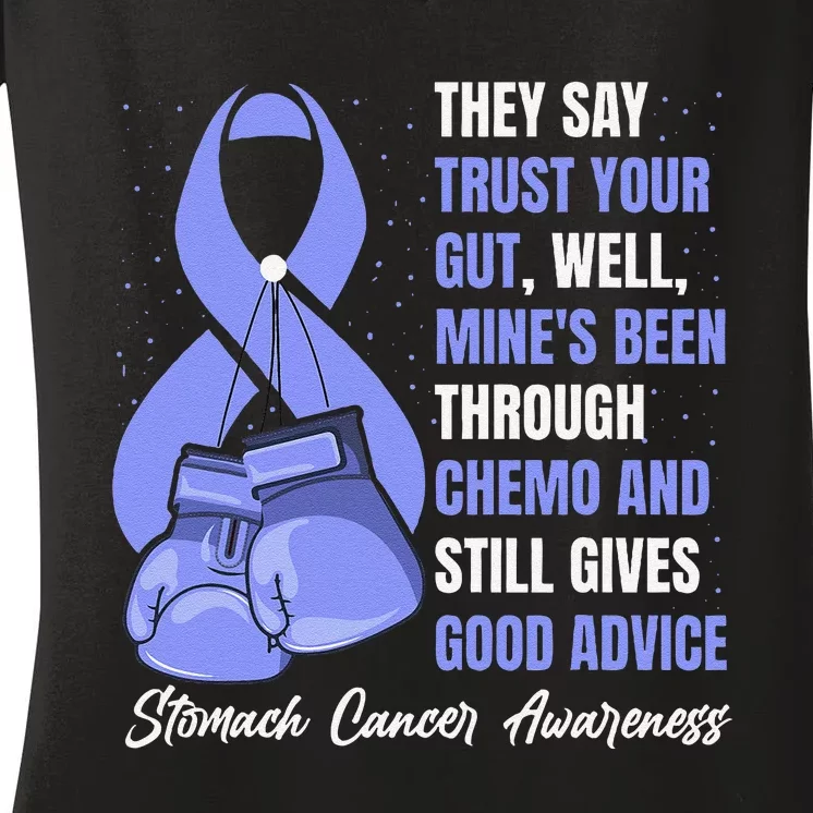 Stomach Cancer Awareness Warrior Periwinkle Ribbon Women's V-Neck T-Shirt