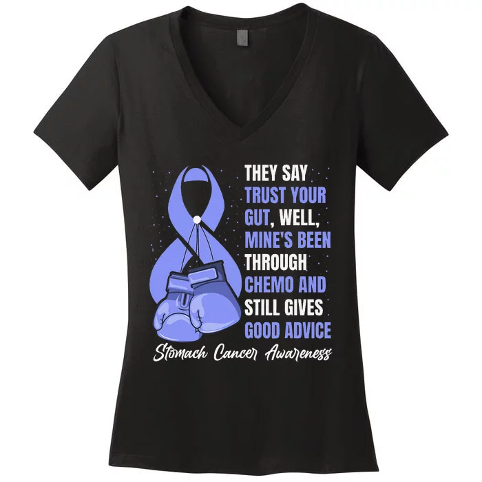 Stomach Cancer Awareness Warrior Periwinkle Ribbon Women's V-Neck T-Shirt