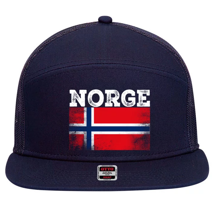 Scandinavian Culture And The Rich History Of Norge Flag Gift 7 Panel Mesh Trucker Snapback Hat