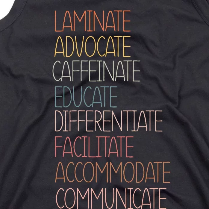 Sped Caffeinate Advocate Laminate Educate Teacher Autism Day Tank Top