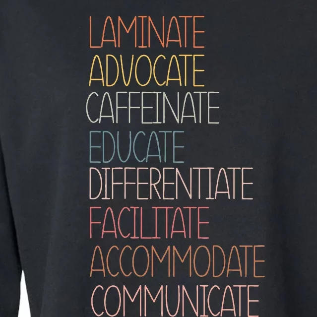 Sped Caffeinate Advocate Laminate Educate Teacher Autism Day Cropped Pullover Crew