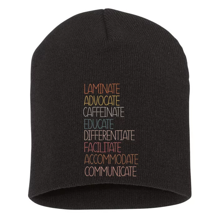 Sped Caffeinate Advocate Laminate Educate Teacher Autism Day Short Acrylic Beanie