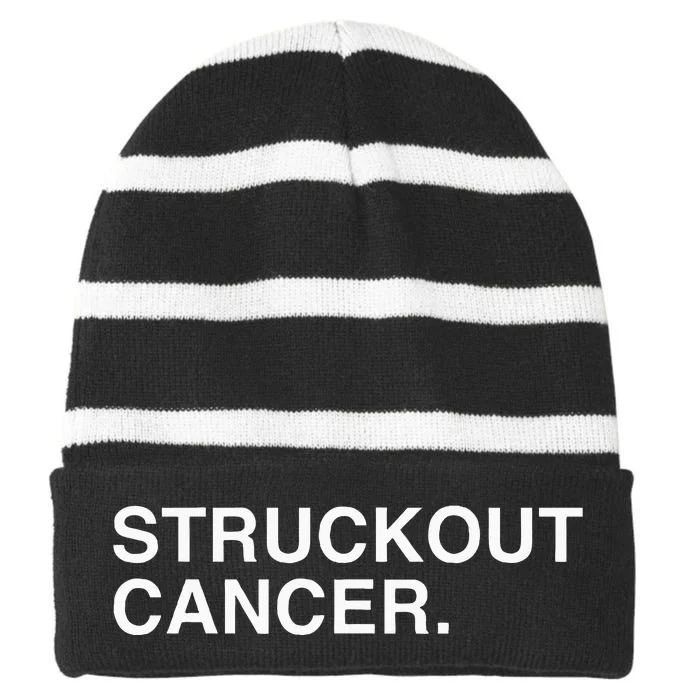 Struckout Cancer Awareness Walk Baseball For Men Women Striped Beanie with Solid Band