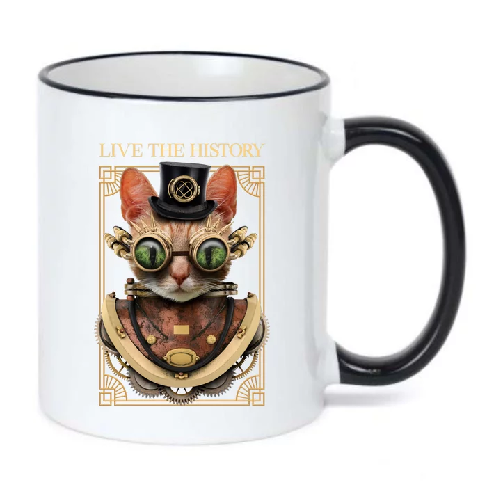 Steampunk Cat Animal Bizarre Black Color Changing Mug