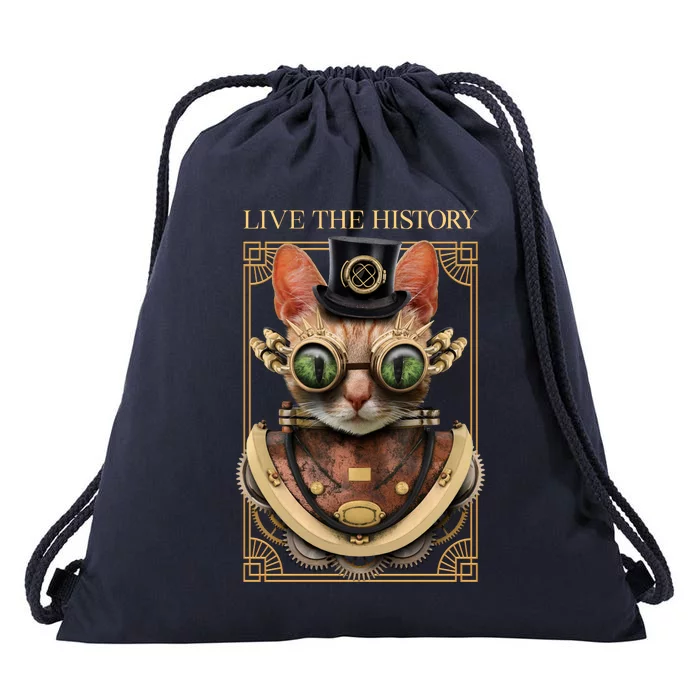 Steampunk Cat Animal Bizarre Drawstring Bag