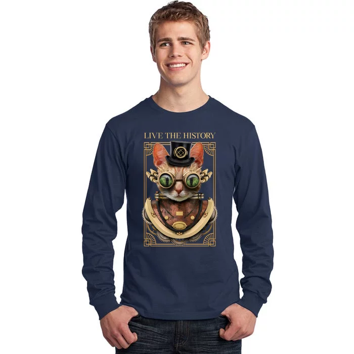 Steampunk Cat Animal Bizarre Tall Long Sleeve T-Shirt