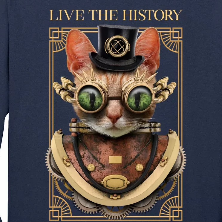 Steampunk Cat Animal Bizarre Tall Long Sleeve T-Shirt