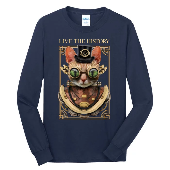 Steampunk Cat Animal Bizarre Tall Long Sleeve T-Shirt