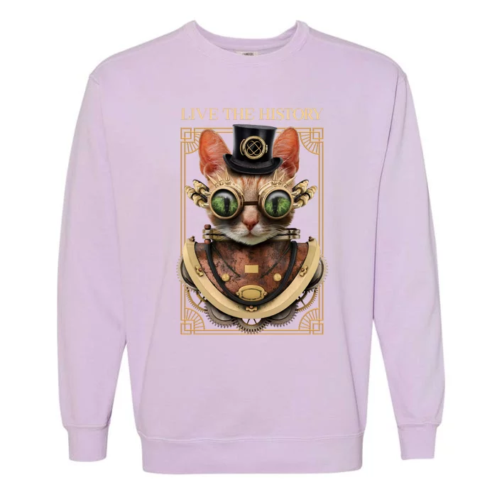 Steampunk Cat Animal Bizarre Garment-Dyed Sweatshirt