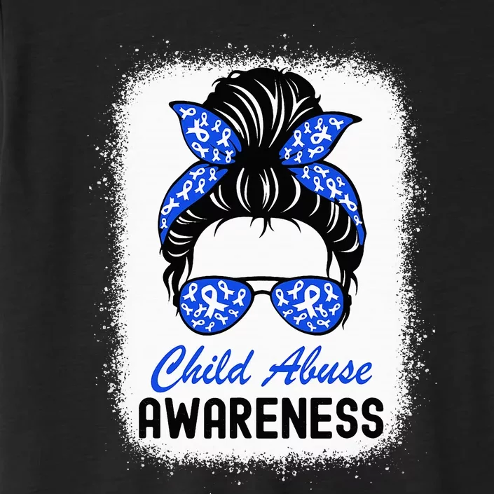 Stop Child Abuse Child Abuse Prevention Awareness Messy Bun ChromaSoft Performance T-Shirt