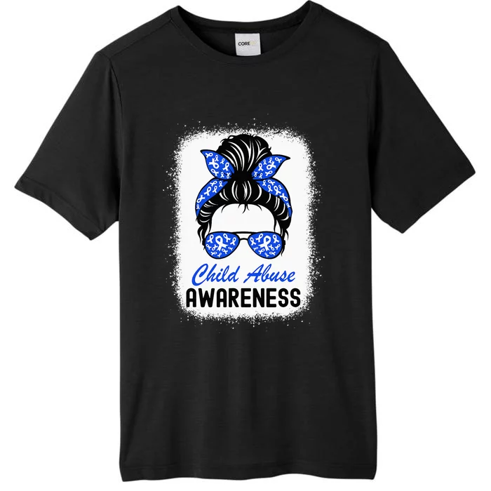 Stop Child Abuse Child Abuse Prevention Awareness Messy Bun ChromaSoft Performance T-Shirt