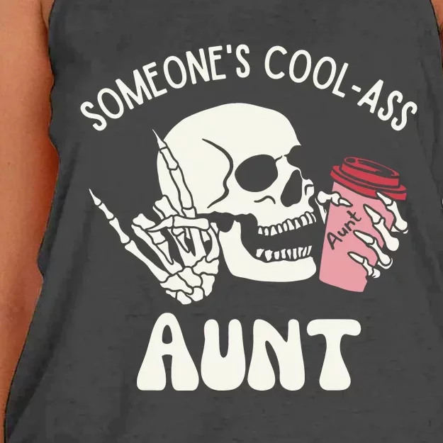 SomeoneS Cool Ass Aunt Cool Auntie Club Skull Skeleton Women's Knotted Racerback Tank