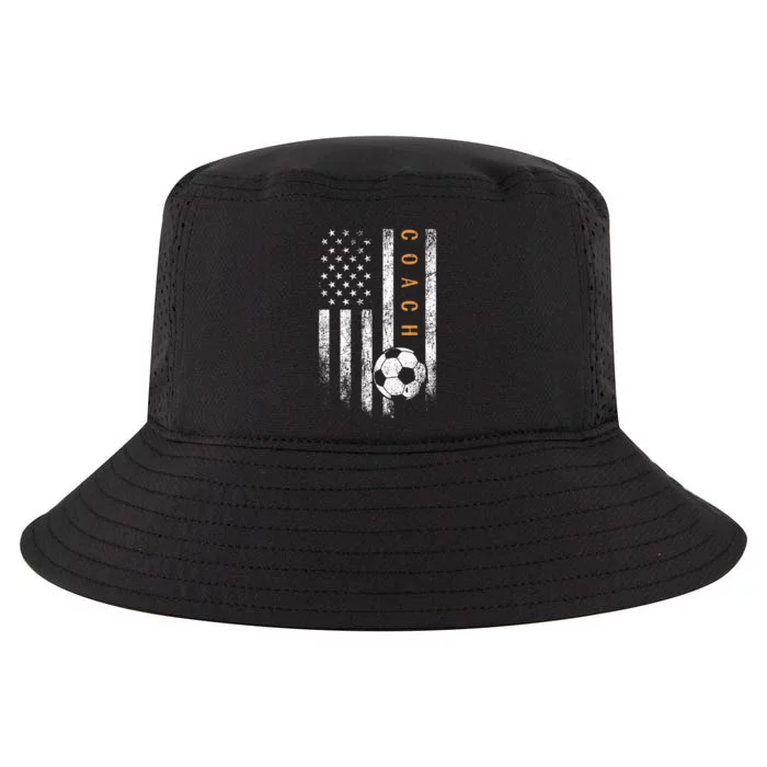 Soccer Coach American Flag Design Soccer Trainer Coaching Cool Comfort Performance Bucket Hat