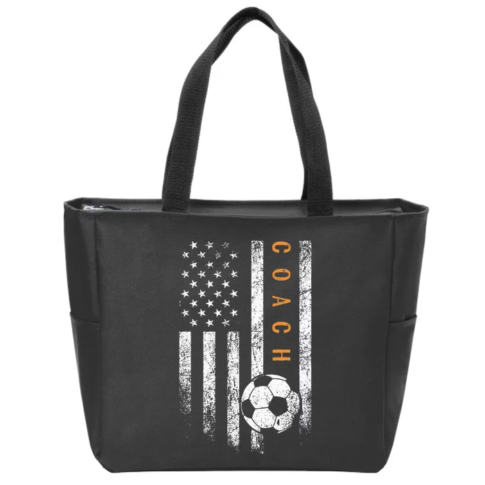 Soccer Coach American Flag Design Soccer Trainer Coaching Zip Tote Bag