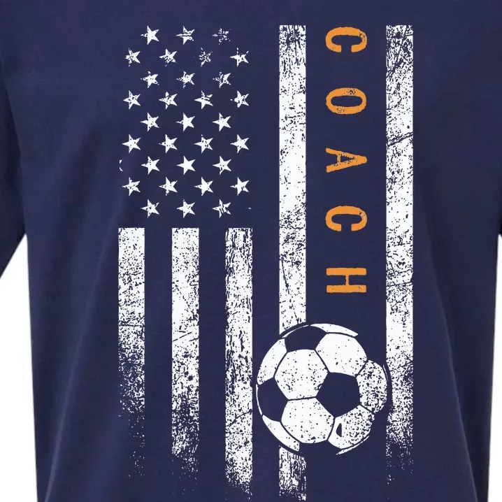 Soccer Coach American Flag Design Soccer Trainer Coaching Sueded Cloud Jersey T-Shirt