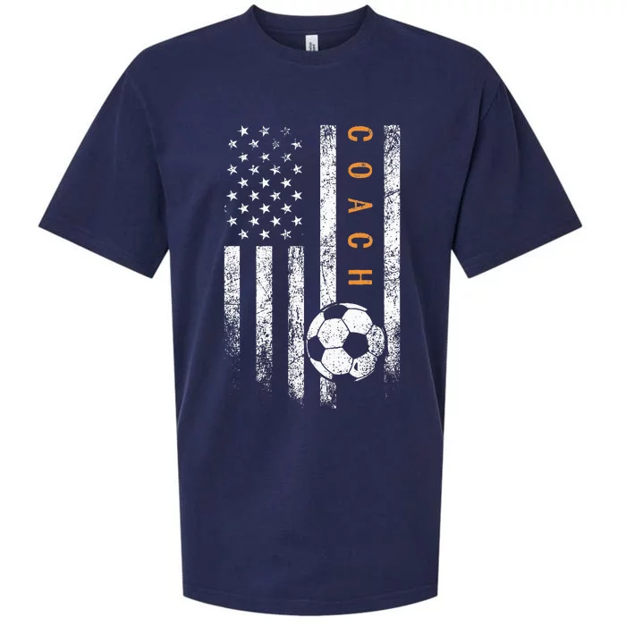 Soccer Coach American Flag Design Soccer Trainer Coaching Sueded Cloud Jersey T-Shirt