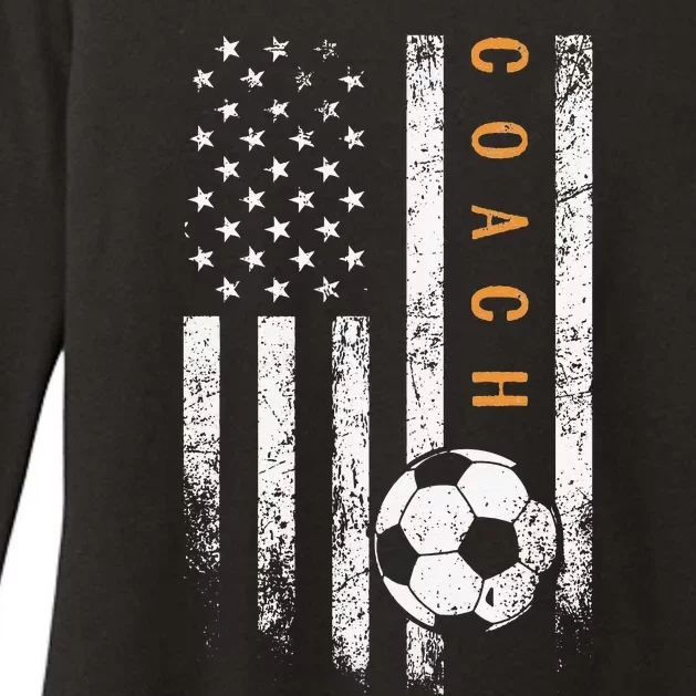 Soccer Coach American Flag Design Soccer Trainer Coaching Womens CVC Long Sleeve Shirt