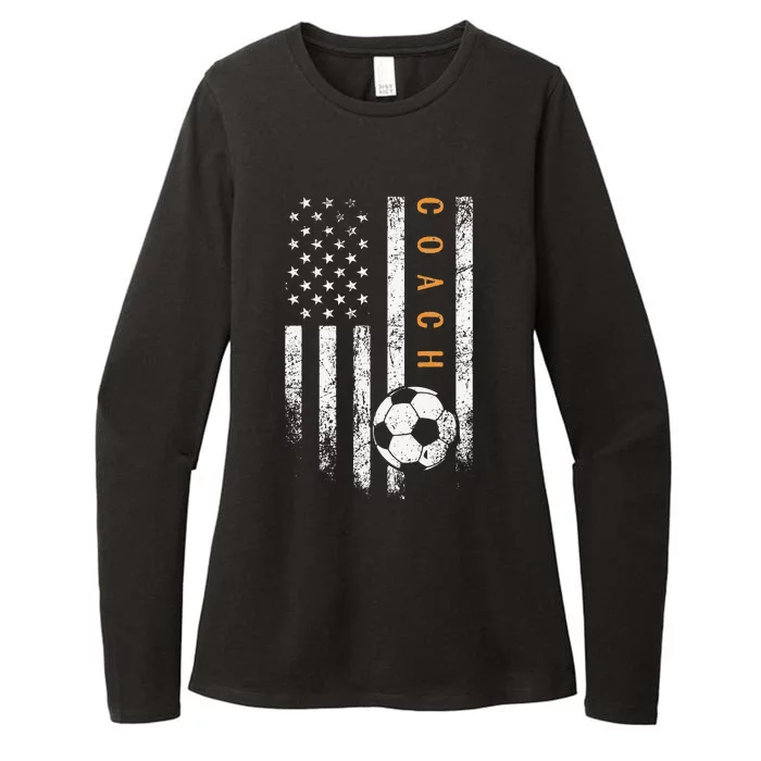 Soccer Coach American Flag Design Soccer Trainer Coaching Womens CVC Long Sleeve Shirt