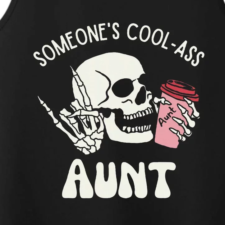 SomeoneS Cool Ass Aunt Cool Auntie Club Skull Skeleton Performance Tank